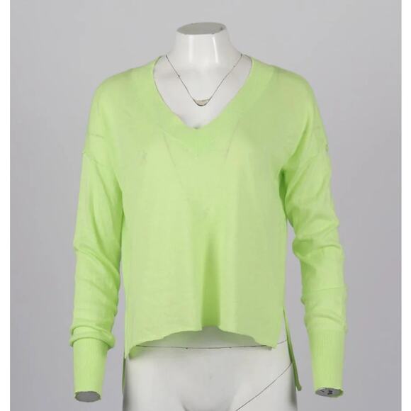 NSF Sweater Cotton Silk Cashmere Blend Lightweight Relaxed Bright Green Size XS - Picture 1 of 13